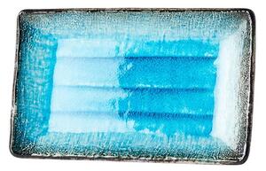 Sky kék kerámia szervírozó tányér, 21 x 13,5 cm - MIJ