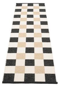 Fekete-krémszínű kültéri-beltéri futószőnyeg 70x240 cm Pix Black Vanilla – Pappelina