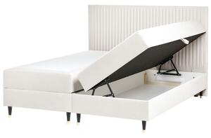 Boxspring ágy tárolóval Bársony DAME 180 x 200 cm Törtfehér