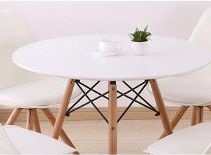KONDELA Étkezőasztal, fehér/bükk, átmérő 80 cm, GAMIN NEW 80