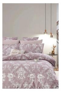 Rózsaszín kétszemélyes hosszabbított négyrészes renforcé pamut ágyneműhuzat lepedővel 200x220 cm – Mila Home