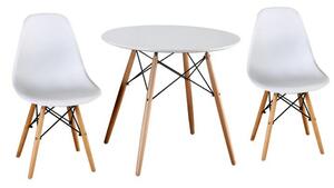 KONDELA Étkezőasztal, fehér/bükk, átmérő 90 cm, GAMIN NEW 90