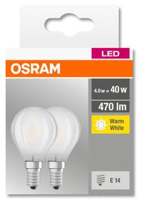OSRAM Base LED kisgömb, matt üveg búra, 4W 470lm 2700K E14 − 2 db-os szett, átlagos élettartam: 10000 óra, fényszín: meleg fehér LED BASE CL P 40 GL FR 4W 2700K E14 x2 ( 4058075803978 )