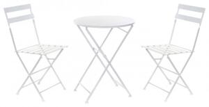 Asztal, szett, 3db-os, fém, 60x60x70, összecsukható, fehér