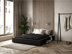 Ziggy fekete kétszemélyes tömörfa ágy tárolóhellyel és Comfort futon matraccal, 140 x 200 cm - Karup Design