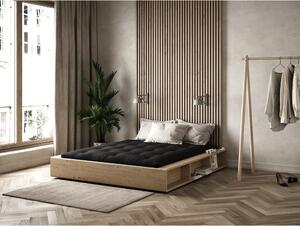 Ziggy kétszemélyes tömörfa ágy fekete Comfort futon matraccal és tatamival, 140 x 200 cm - Karup Design