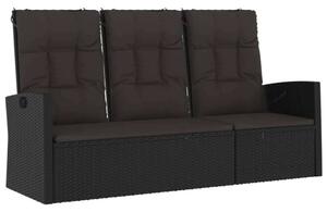 VidaXL fekete polyrattan dönthető kerti pad párnával 173 cm