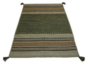 Antique Kilim zöld-barna pamut szőnyeg, 60 x 90 cm - Webtappeti