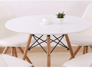 KONDELA Étkezőasztal, fehér/bükk, átmérő 60 cm, GAMIN NEW 60
