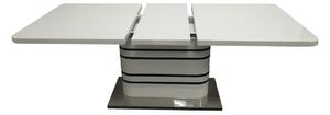 KONDELA Nyitható étkezőasztal, fehér magasfényű HG/fekete csíkok, 160-200x90 cm, TUBAL