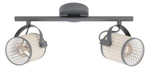 EGLO 43494 RUSCOMB Vintage spot lámpa, E27-es foglalattal, MAX 2X10W teljesítménnyel, fekete / acél lámpatest lámpatest, IP20-as védelemmel, kapcsoló nélkül, natúr / papír, műanyag búrával