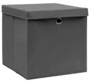 VidaXL 10 db szürke fedeles tárolódoboz 28 x 28 x 28 cm