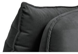 Lento sötétszürke bársony kanapé fekete lábakkal, 158 cm - Kooko Home