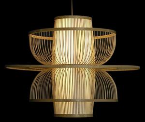 Lámpa mennyezeti bambusz 64x64x47 dupla természetes barna