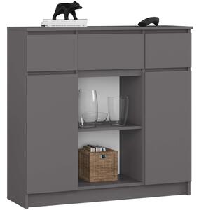 AKORD K100 Modern Komód Laminált Grafit-Szürke 6 Polcos