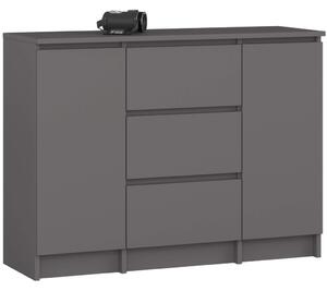 AKORD K100 Klasszikus Komód Laminált Grafit-Szürke 3 Fiókos
