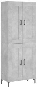 Betonszürke szerelt fa magasszekrény 69,5 x 34 x 180 cm