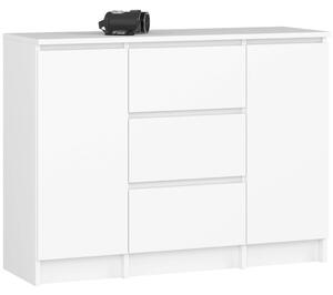 AKORD K100 Klasszikus Komód Laminált Fehér 3 Fiókos