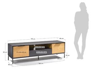 SAVOI fekete-barna TV-állvány, 170 x 50 cm - Kave Home