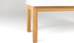 Patch fehér háromajtós tálalószekrény tölgyfa dekoros asztallappal, fiókkal - Tenzo