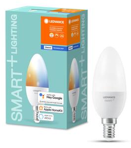 LEDVANCE SMART+ Bluetooth vezérlésű LED fényforrás gyertya alakú szabályozható 5 W-os változtatható színhőmérséklet: fehér 2700-6500 K 470 lm IP20 20 000 óra E14 hangvezérelhető 4058075485235