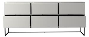 Lipp fehér tálalószekrény fekete fémlábakkal, 6 fiókkal - Tenzo