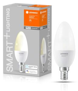 LEDVANCE SMART+ WIFI vezérlésű, LED fényforrás, gyertya alakú, szabályozható, 5 W-os, (2700 K), 470 lm fényerővel, IP20, 20 000 óra élettartammal, foglalat: E14, hangvezérelhető (4058075485532)