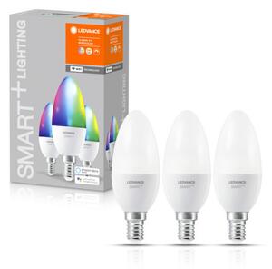 LEDVANCE SMART+ WIFI vezérlésű LED fényforrás gyertya alakú szabályozható 5 W-os változtatható színhőmérséklet: fehér / RGBW 2700-6500 K 470 lm IP20 20 000 óra E14 hangvezérelhető 4058075485938
