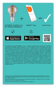 LEDVANCE SMART+ Bluetooth vezérlésű, LED fényforrás, Classic forma, Fillament, szabályozható, 6 W-os, (2700 K), 540 lm, IP20, 15 000 óra élettartammal, foglalat: E27, hangvezérelhető (4058075486126)