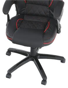 KONDELA Irodai szék, textilbőr fekete/piros szegély, PORSHE New