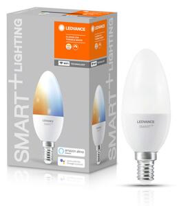 LEDVANCE SMART+ WIFI vezérlésű, LED fényforrás, gyertya alakú, szabályozható, 5 W-os, változtatható színhőmérséklet: fehér 2700-6500 K, 470 lm, IP20, 20 000 óra, E14, hangvezérelhető 4058075485556