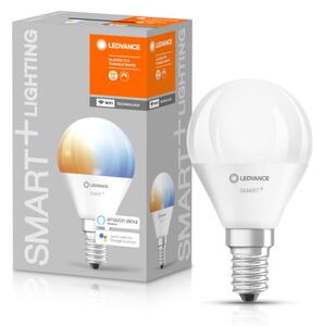 LEDVANCE SMART+ WIFI vezérlésű, LED fényforrás, Mini bulb, szabályozható, 5 W-os, változtatható színhőmérséklet: fehér (2700-6500 K), 470 lm, IP20, 20 000 óra, E14, hangvezérelhető (4058075485617)