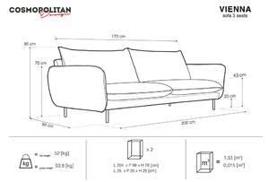 Világoskék bársony kanapé 200 cm Vienna – Cosmopolitan Design