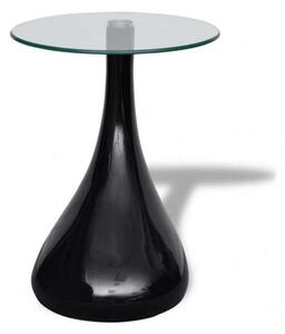 Modern Kerek Üveglapú Dohányzóasztal - Fekete - 42cm