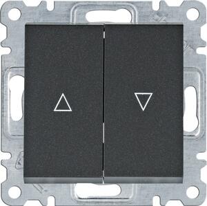 Hager Lumina WL0323 Redőnynyomó, fekete burkolattal, keret nélkül, süllyesztett, rugós bekötés, 10A 250V IP20 (IP44 531884 tömítőkészlettel, külön rendelhető)