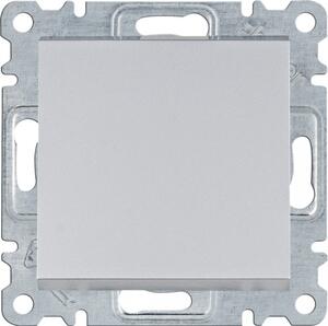Hager Lumina WL0112 egypólusú nyomó (N101), ezüst burkolattal, keret nélkül, süllyesztett, rugós bekötés, 10A 250V IP20 (IP44 531884 tömítőkészlettel, külön rendelhető)
