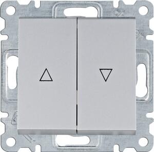 Hager Lumina WL0322 Redőnynyomó, ezüst burkolattal, keret nélkül, süllyesztett, rugós bekötés, 10A 250V IP20 (IP44 531884 tömítőkészlettel, külön rendelhető)