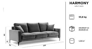 Harmony türkiz bársony kanapé, 220 cm - Kooko Home
