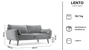 Lento petróleumkék bársony kanapé fekete lábakkal, 158 cm - Kooko Home