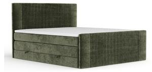 Sötétzöld ágyneműtartós boxspring ágy 200x200 cm Bergamo – Maison de Rêve