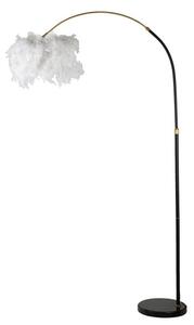 Íves slim állólámpa tollakkal fehér/fekete 100x150-180 cm