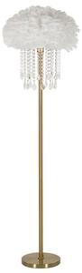 Diamond állólámpa tollal és kristályokkal fehér/arany ø 40x165 cm