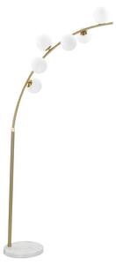 Íves állólámpa glamour stílusban 6 burával arany/fehér 130x45x220-246 cm