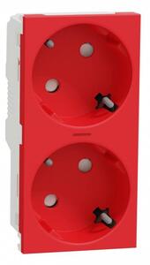 Schneider Electric NU306703AS UNICA SYSTEM+ 2x2P+F csatlakozóaljzat 45°, biztonsági zsaluval, jelzőfénnyel, reteszelés nélküli, piros