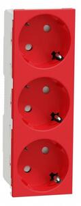 Schneider Electric NU307603 UNICA SYSTEM+ 3x2P+F csatlakozóaljzat 45°, biztonsági zsaluval, rugós, reteszelés nélküli, piros