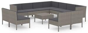 Polyrattan Kerti Ülőgarnitúra - 12 részes - Szürke