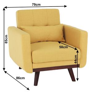 Szétnyitható fotel, mustár, ARKADIA