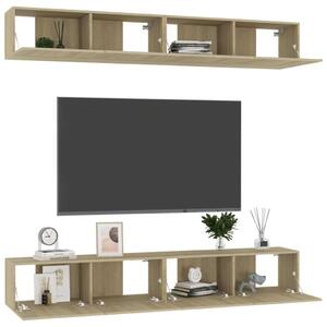 Modern Fali TV Szekrény - Sonoma Tölgy - 100x30x30 cm - 4 db