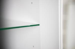 Dot fehér tálalószekrény tölgyfa dekorral, magasság 175 cm - Tenzo