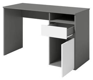 KONDELA PC asztal, sötétszürke-grafit/fehér, BILI